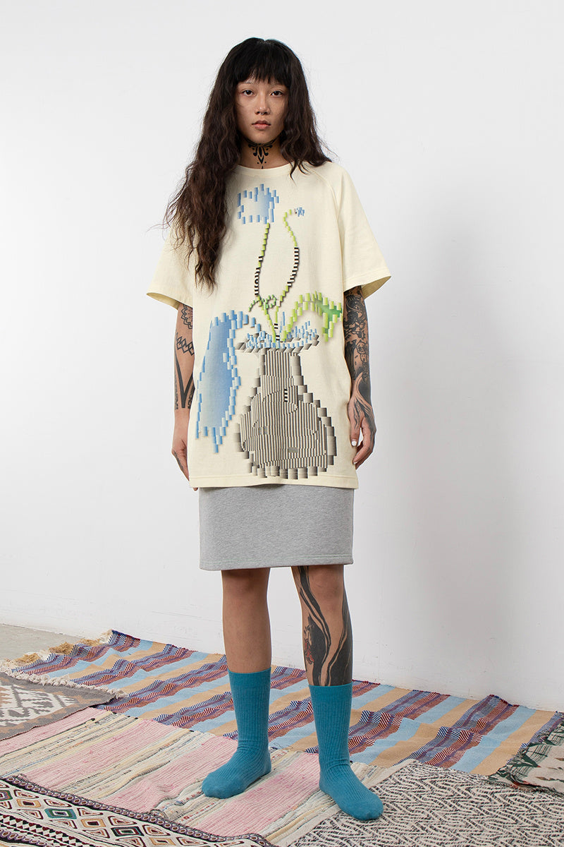 Women's Fashion Short Sleeve Digital Vase T-Shirt