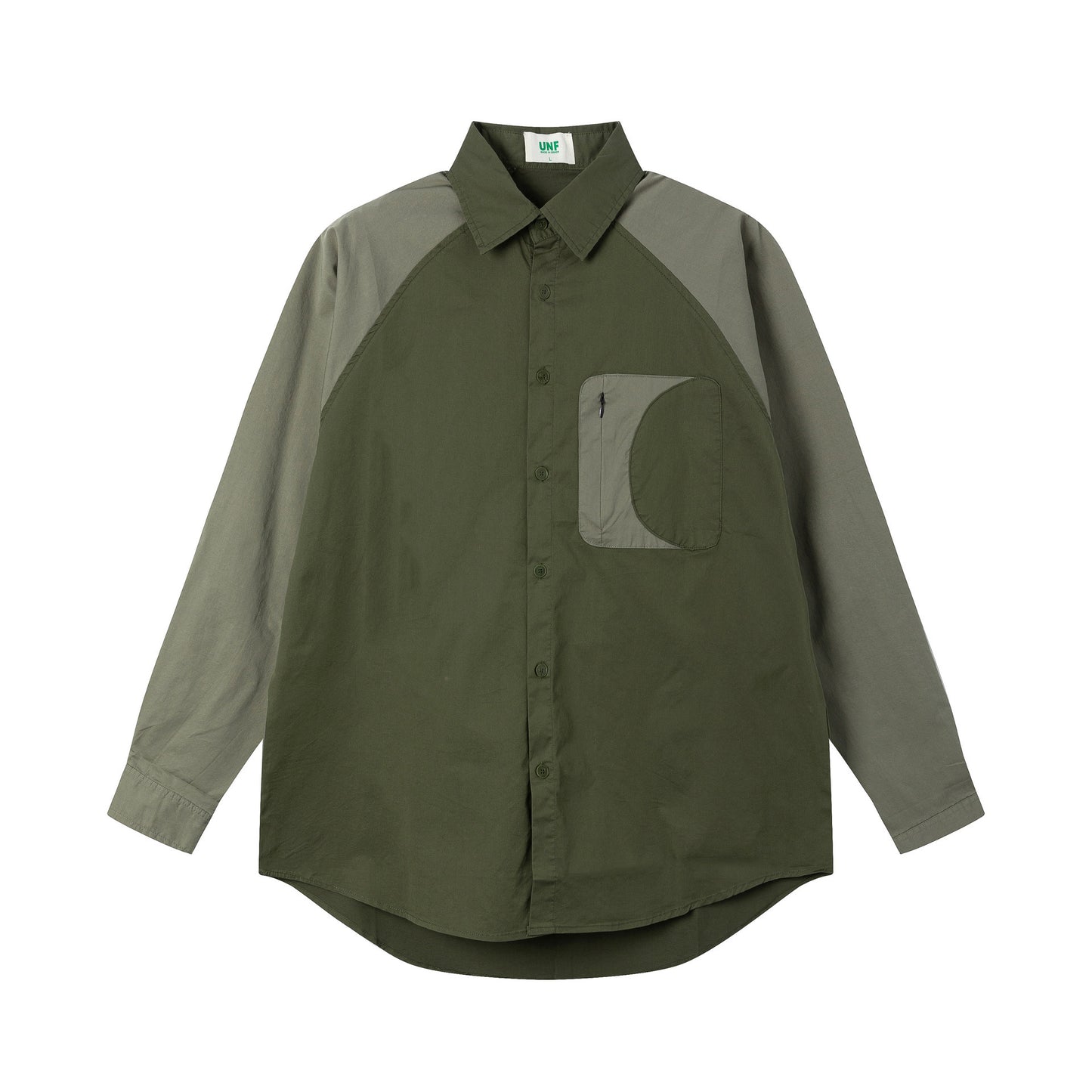 All-matching Shirt Color-block Raglan Sleeves Lapel Loose Casual Shirt