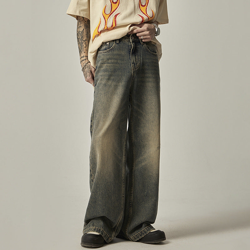 Straight Loose-fitting Wide-leg Trousers