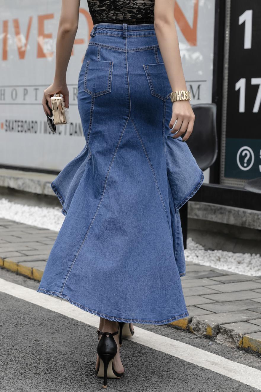One Step Hip Denim Half-length Mermaid Skirt
