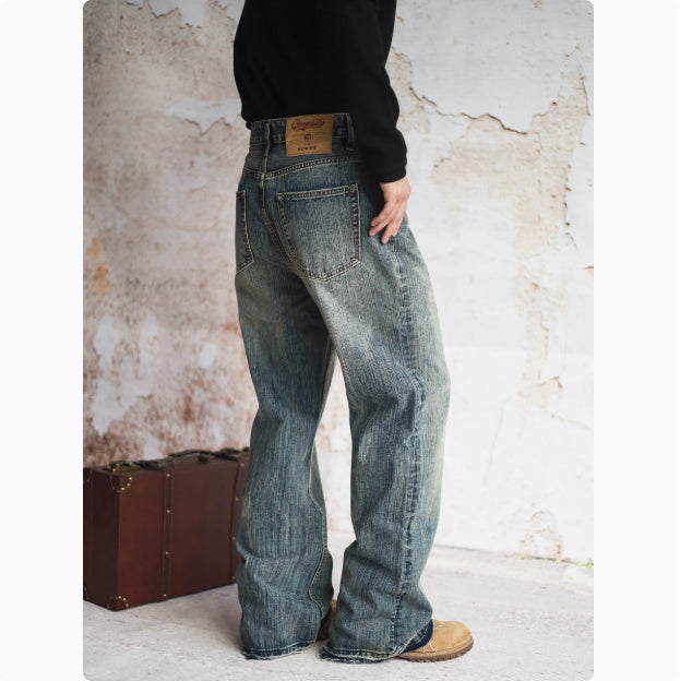 Loose Straight Leg Micro Flared Jeans For Men