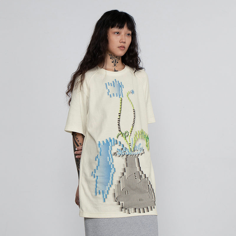 Women's Fashion Short Sleeve Digital Vase T-Shirt