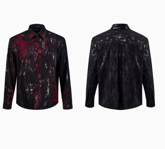 Early Autumn Niche Gothic Embroidered Padded Shoulder Shirt