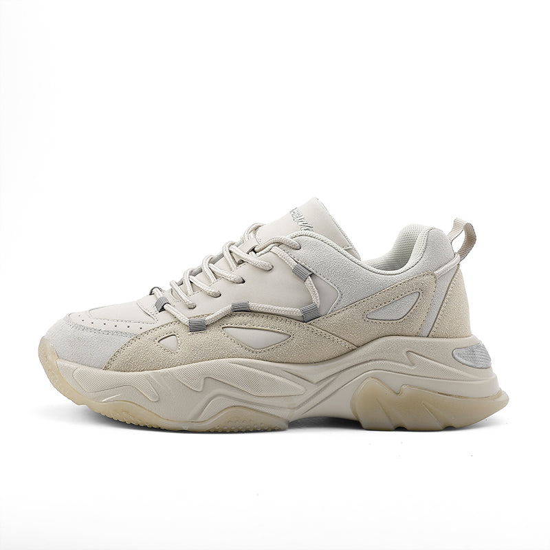 Layered Daily Sneaker – Leather & Suede with Sculpted Sole