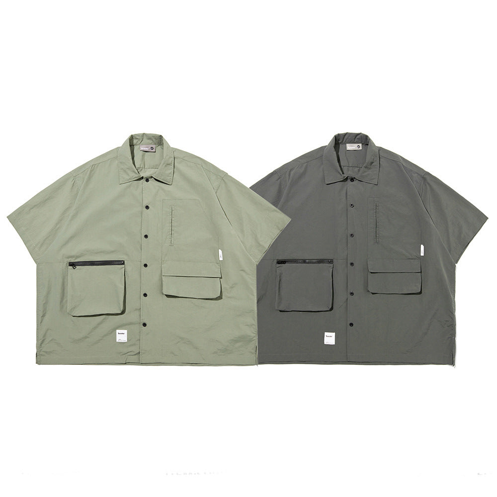 Waterproof Fishing Style Multi-pocket Workwear Short Sleeve Shirt