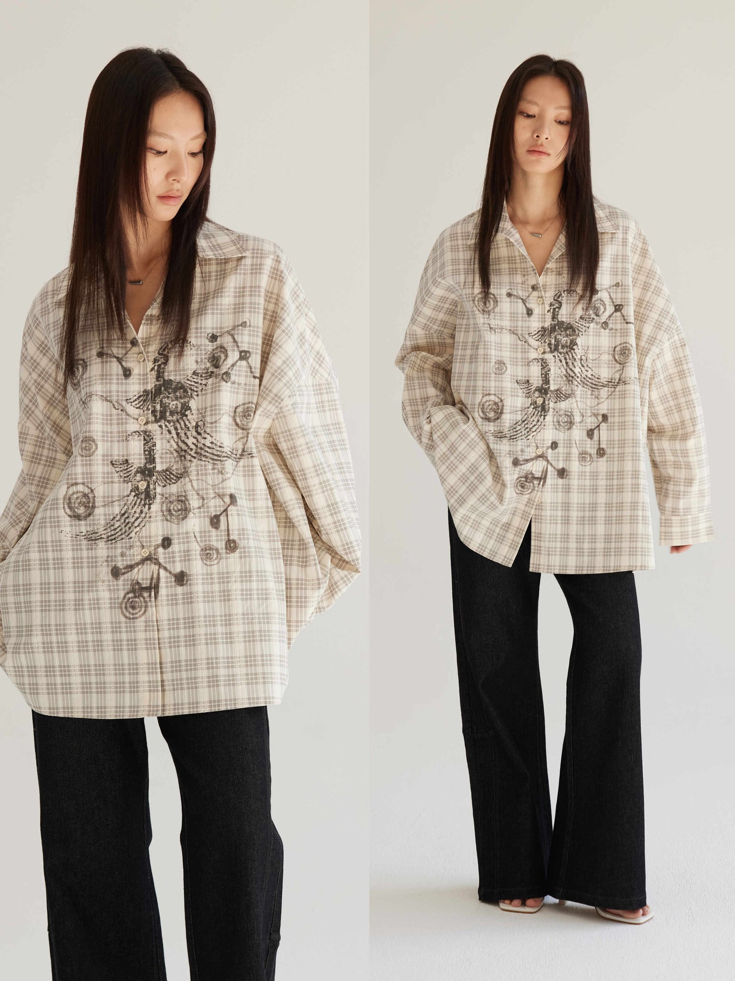 Plaid Beige Shirt Women's Loose Bf Sun Protection Coat