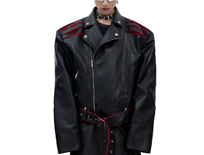 Niche Deconstruction Backbone Pleated Design Sense Short Leather Jacket