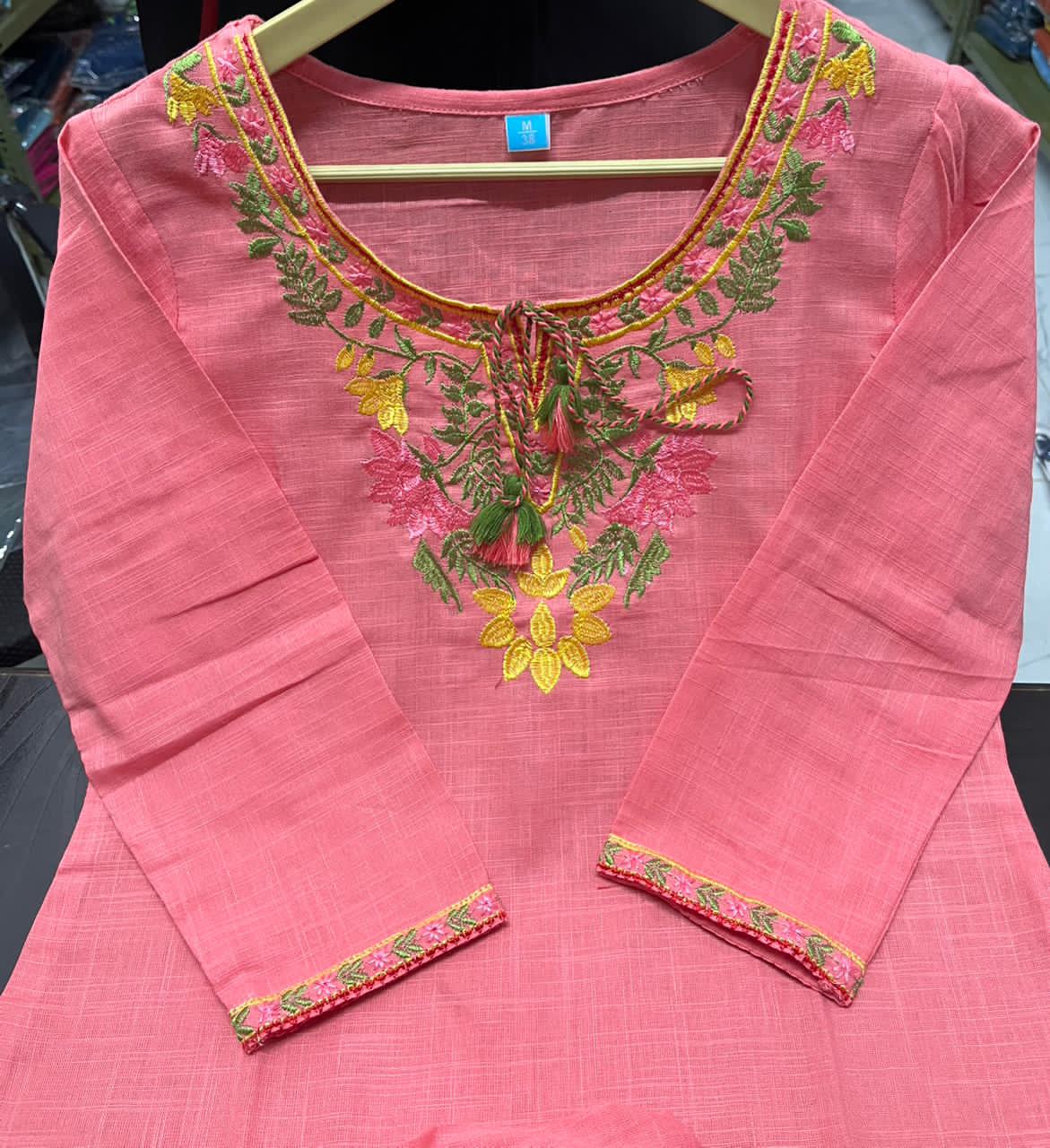 TATVANI Premium Embroidered Cotton Slub Co-Ord Set