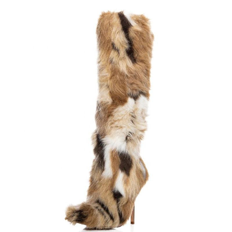 High Heel Fur Boots Fur Boots High Tube Stiletto Heel Fur Boots