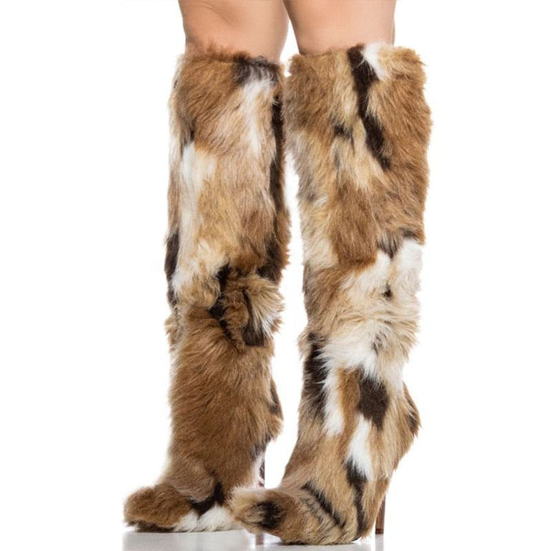 High Heel Fur Boots Fur Boots High Tube Stiletto Heel Fur Boots