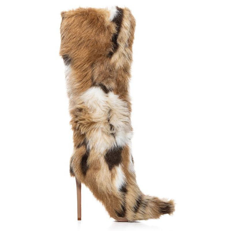 High Heel Fur Boots Fur Boots High Tube Stiletto Heel Fur Boots