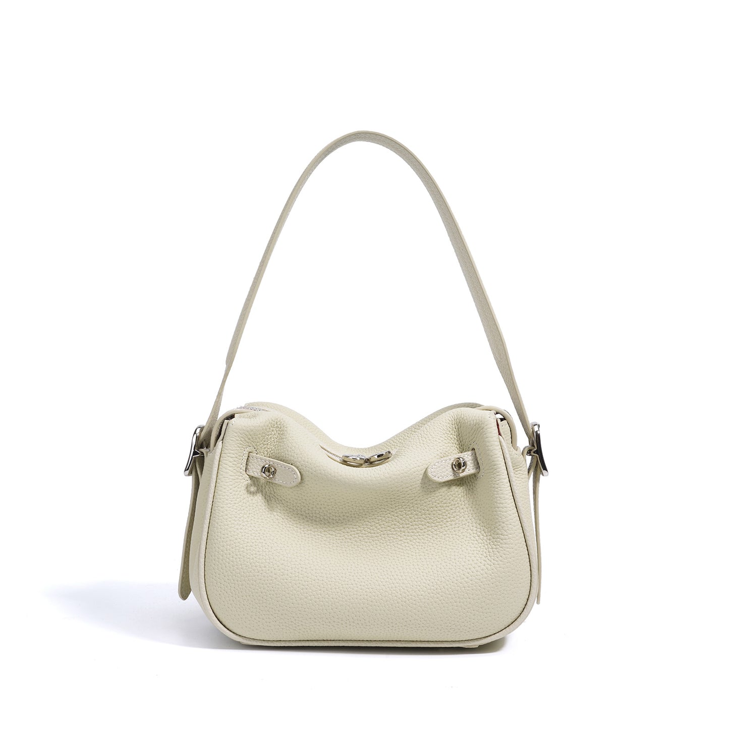 Compact Shoulder Bag in First-Layer Cowhide Leather