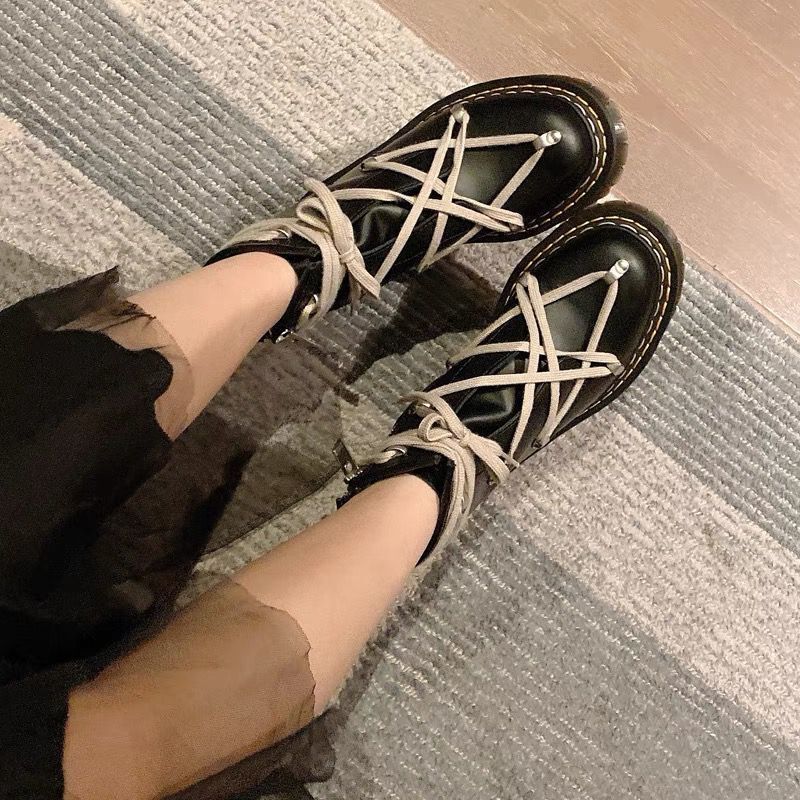 Pentagram Cross Straps Side Zipper Thick-soled Boots