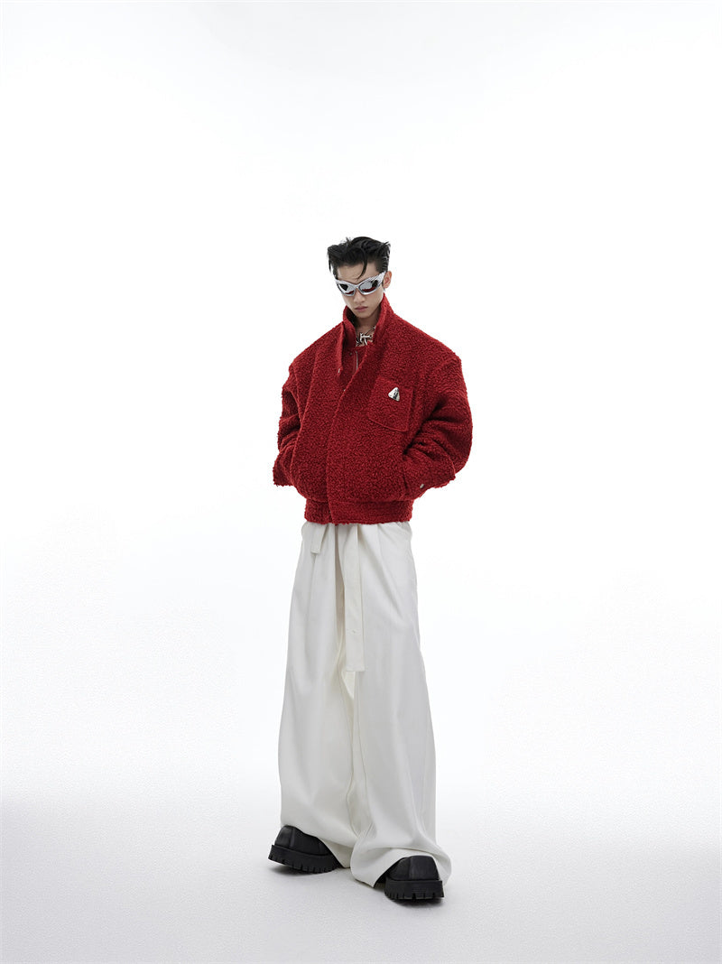 Men's Woolen Silhouette Cropped Jacket