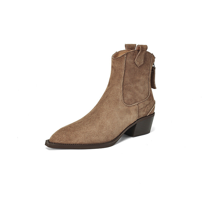 Matte Cowhide Leather Chelsea Heel Boot