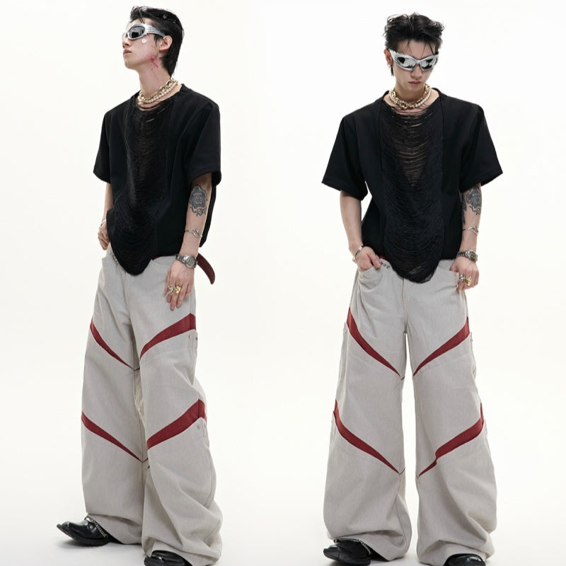 Hollow Out V-neck Short Sleeve Expensive High-end T-shirt Loose