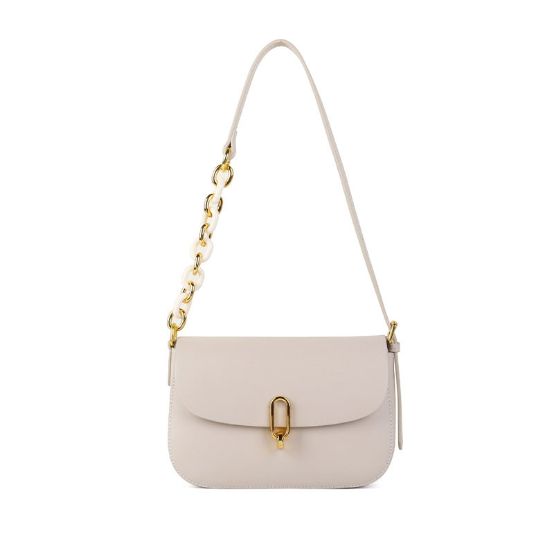 Women's Fashion Simple Locking Shoulder Crossbody Bag