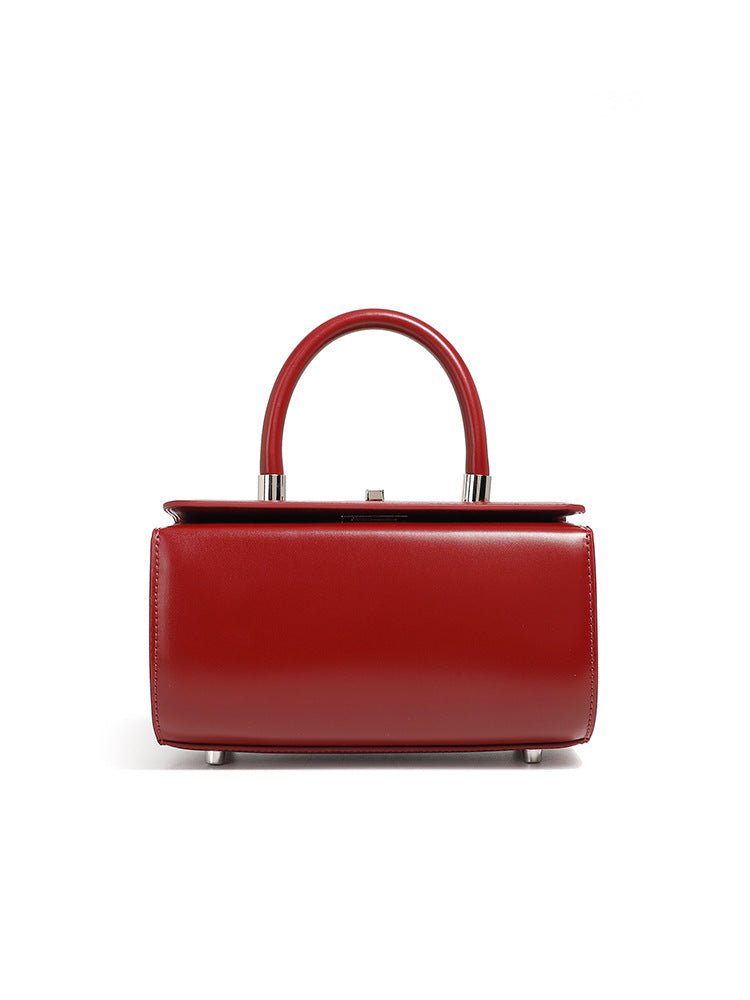 Structured Cowhide Top-Handle Bag