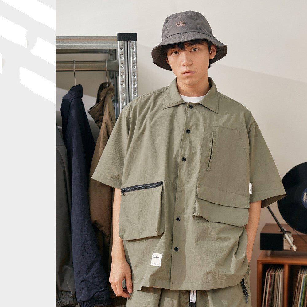 Waterproof Fishing Style Multi-pocket Workwear Short Sleeve Shirt