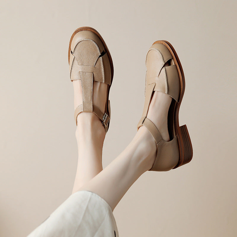 Ivory Leather T-Strap Sandal — Structured Fit with Open Comfort