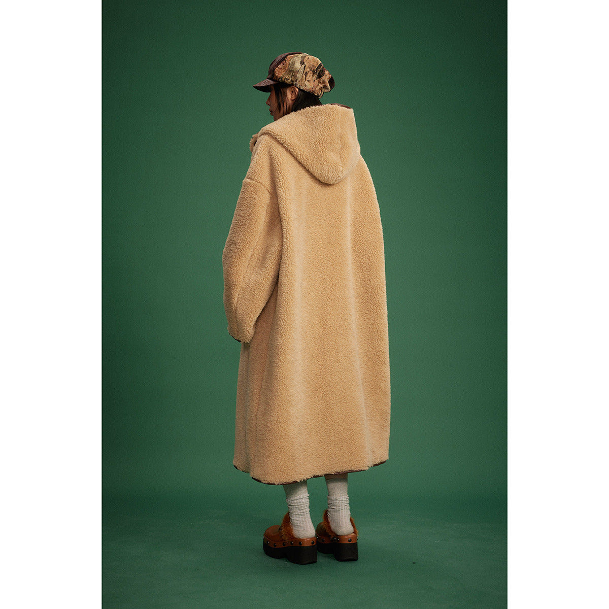 Winter Retro Long Hooded Berber Fleece Coat