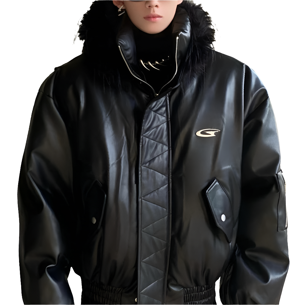 Double Layered Collar Patchwork Thickened Warm Jacket