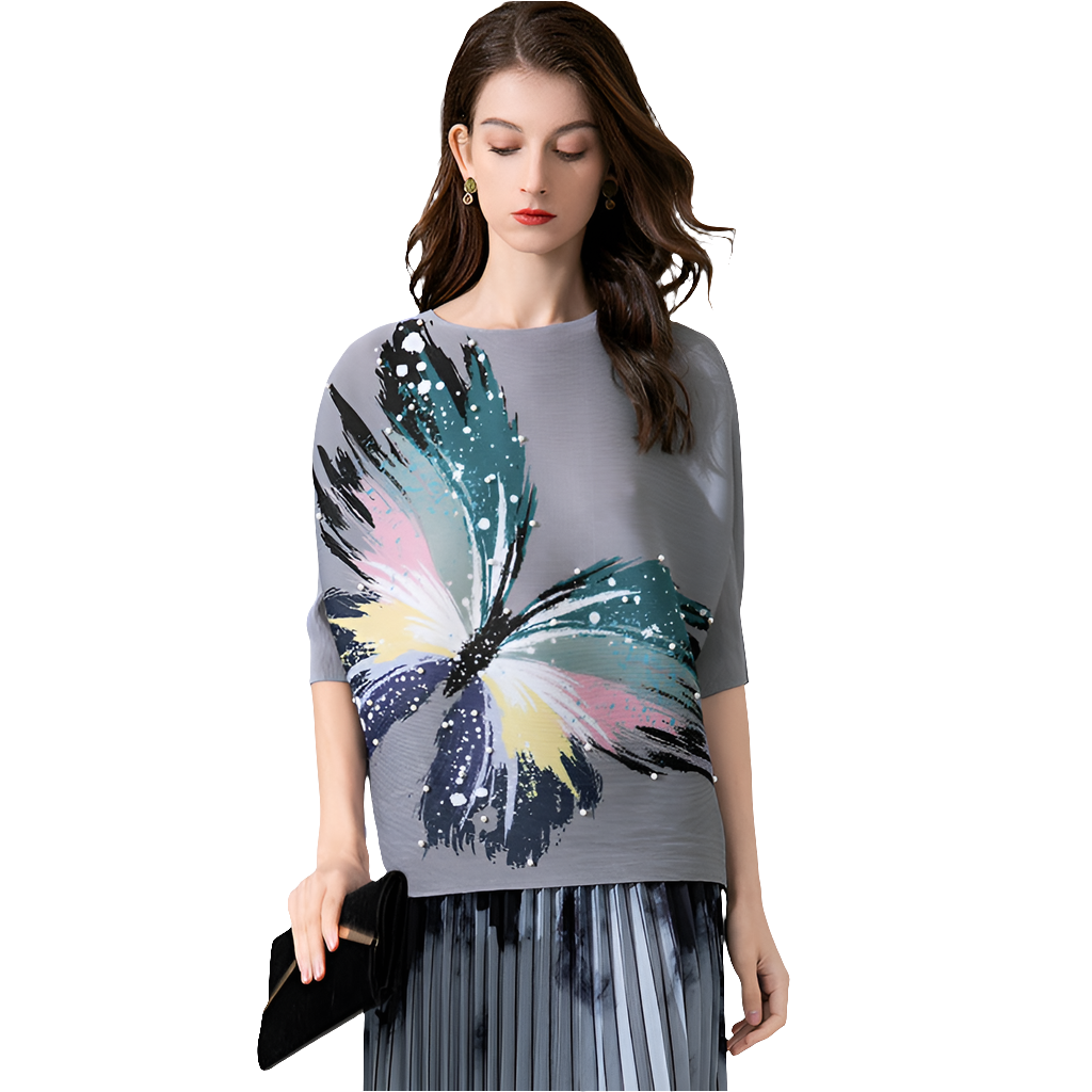 Women's  Butterfly Print Top Casual Loose T-Shirt