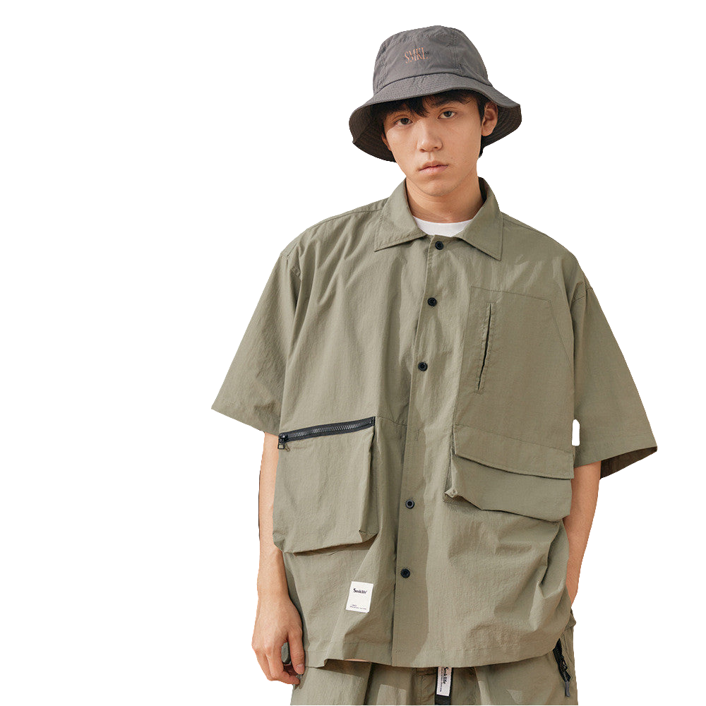 Waterproof Fishing Style Multi-pocket Workwear Short Sleeve Shirt