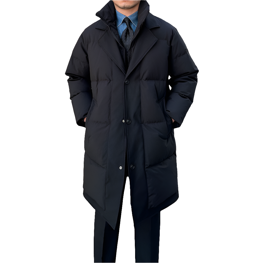 Retro Men's Mid-length Fake Two-piece Cotton-padded Jacket