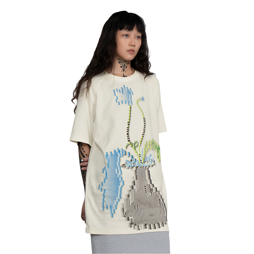 Women's Fashion Short Sleeve Digital Vase T-Shirt