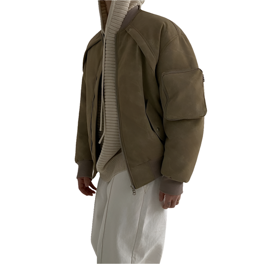 Retro Suede Fabric Jacket Men