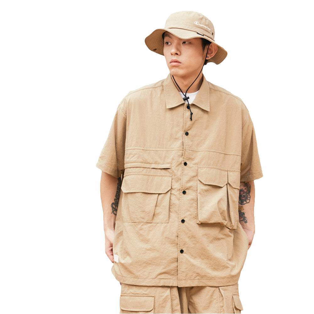 Japanese-style Retro Summer Workwear Short Sleeve Shirt