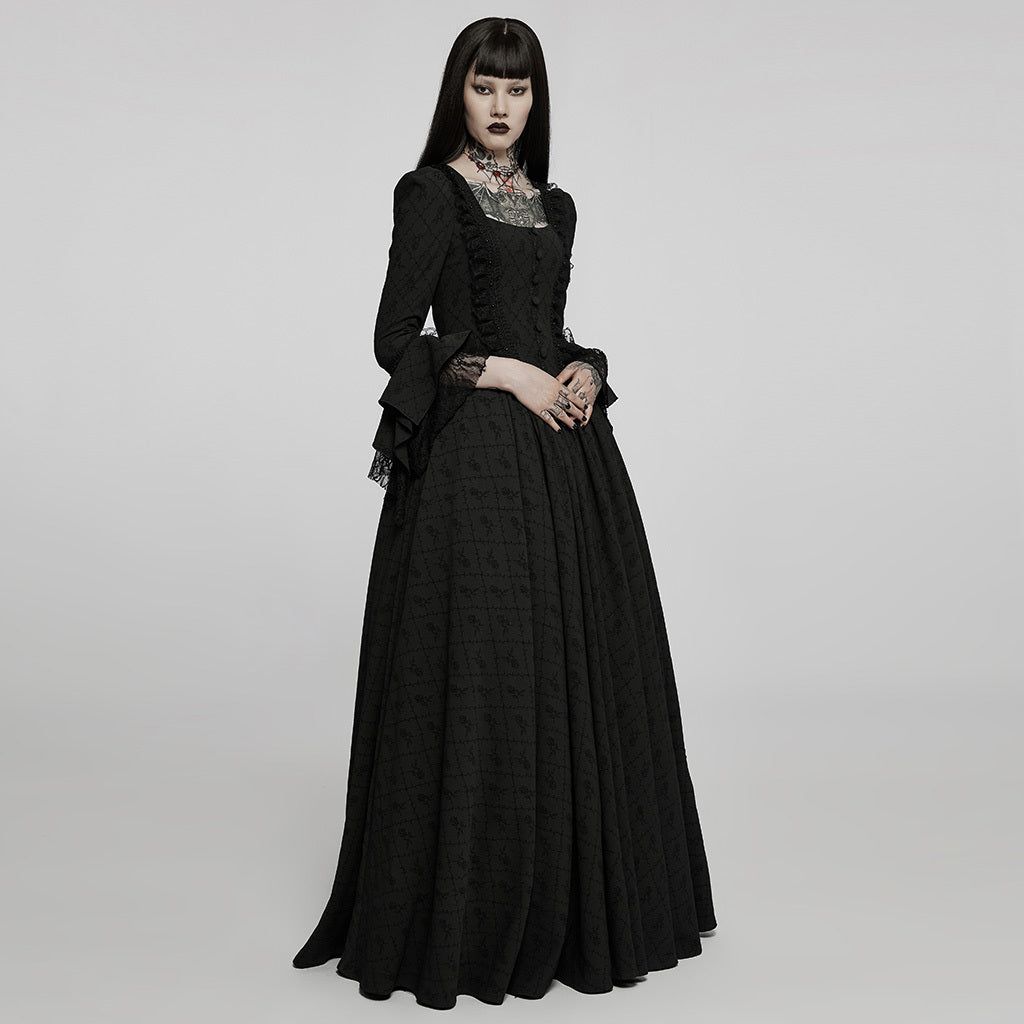 Black Thorn Rose Long Dress For Women