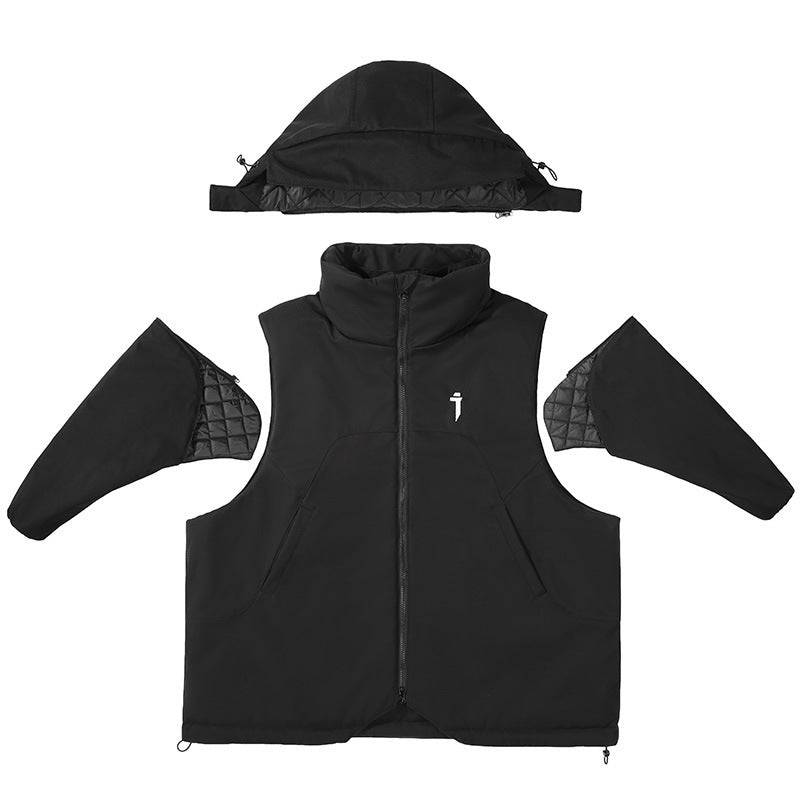 Functional Removable Sleeves Vest Cotton-padded Coat For Men