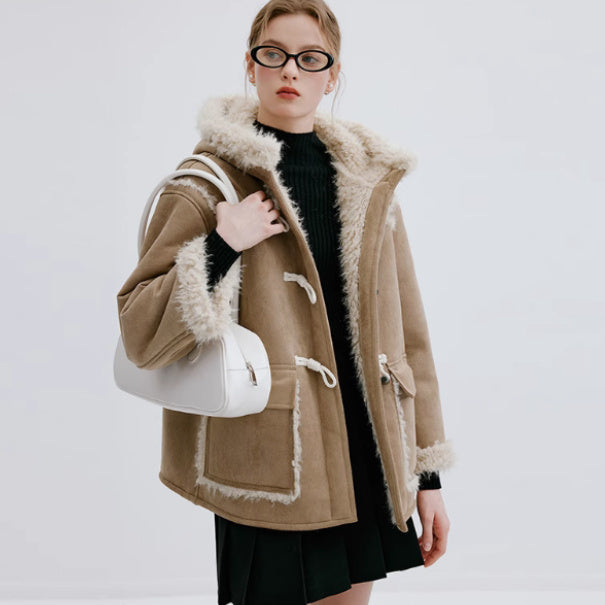 Maillard Short And Long Suede Faux Fur Plush Coat