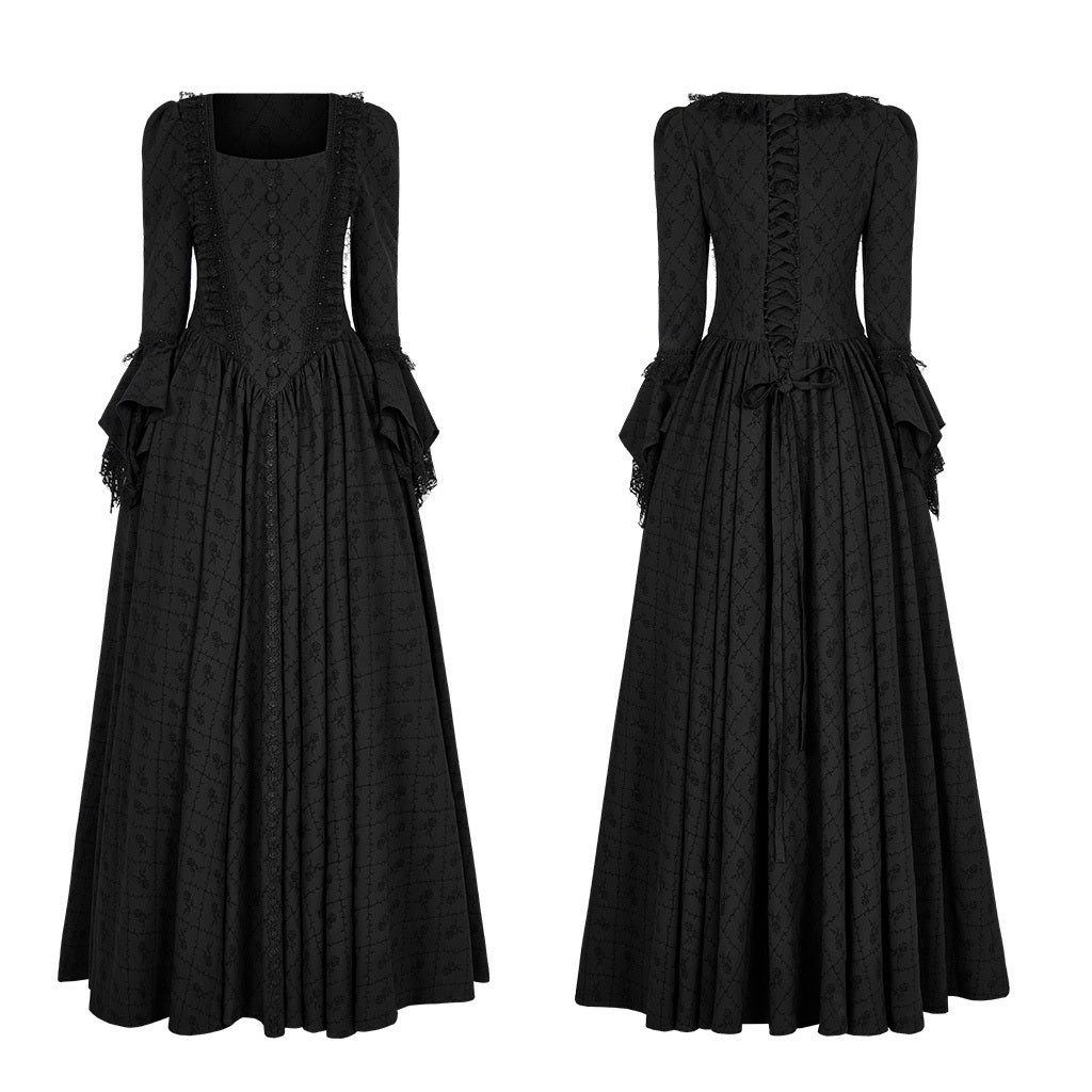 Black Thorn Rose Long Dress For Women