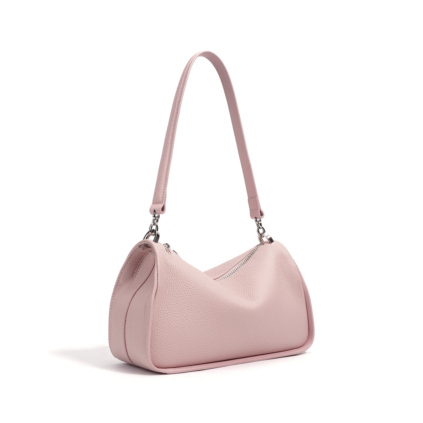 Contrast-Trim Shoulder Bag in First-Layer Cowhide