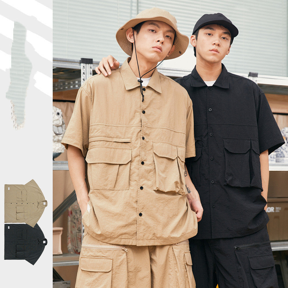 Japanese-style Retro Summer Workwear Short Sleeve Shirt