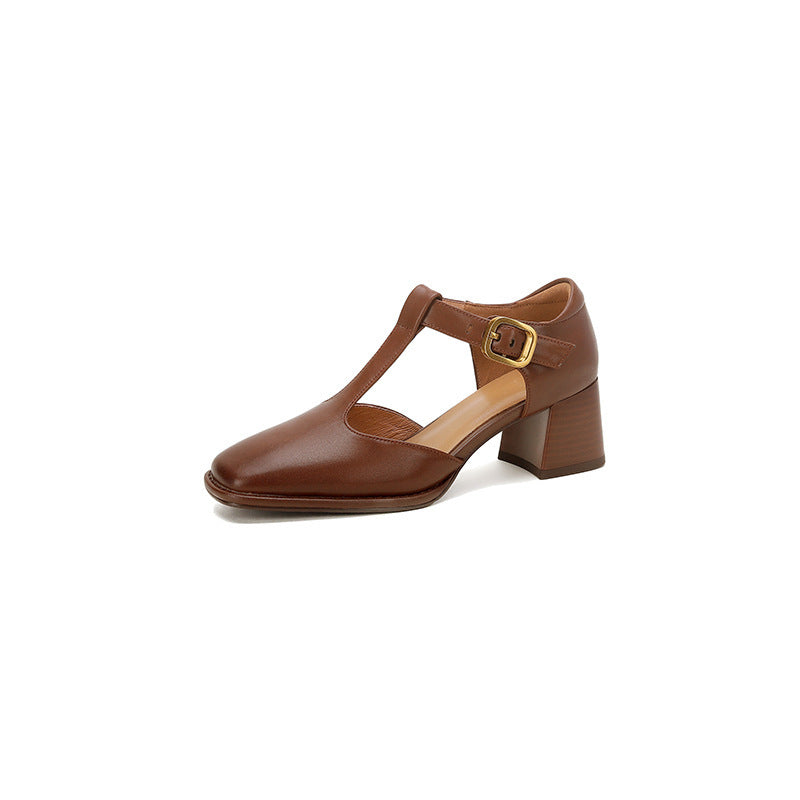 Square Toe T-shaped Buckle Sandals For Women
