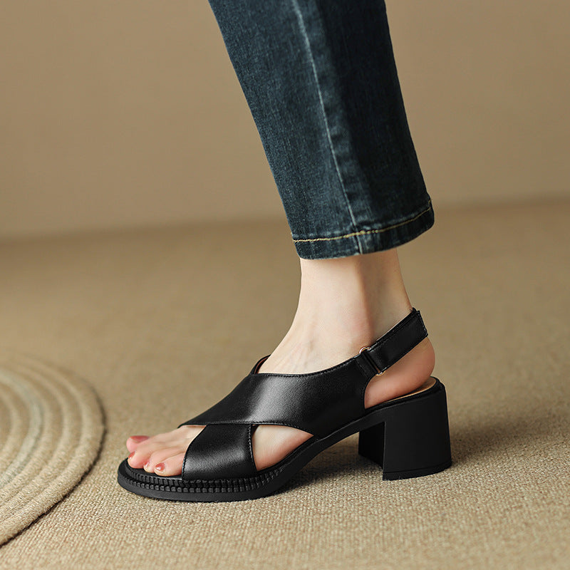Soft-Structure Block Heel Sandal – Pigskin & Sheepskin