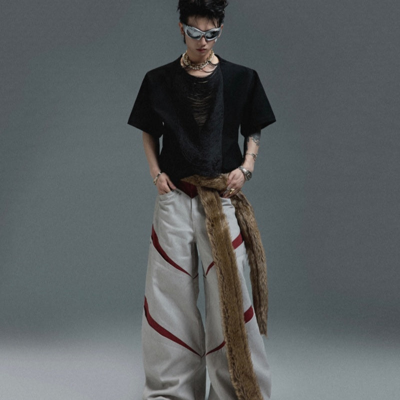 Hollow Out V-neck Short Sleeve Expensive High-end T-shirt Loose