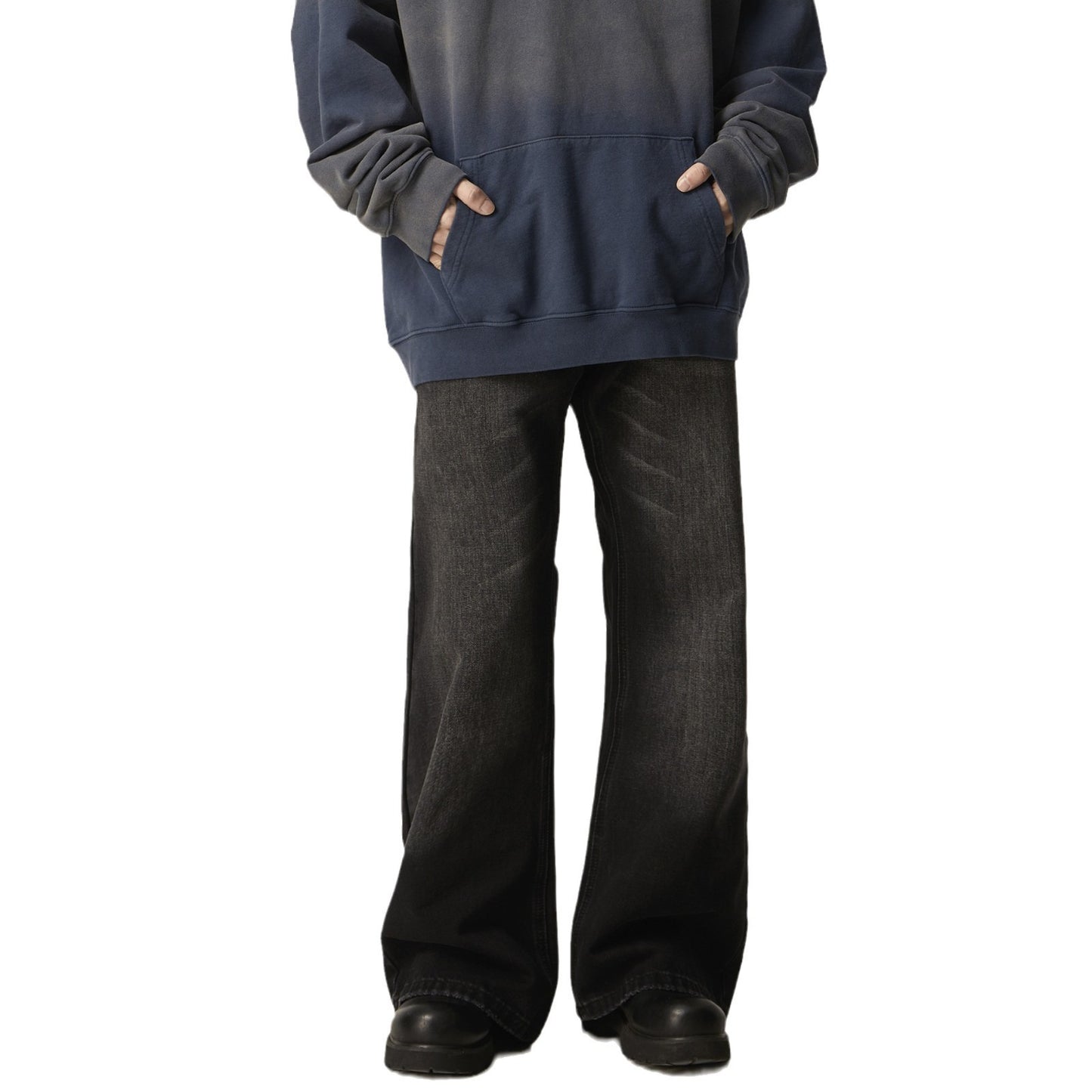 American Retro Black Loose Straight Jeans