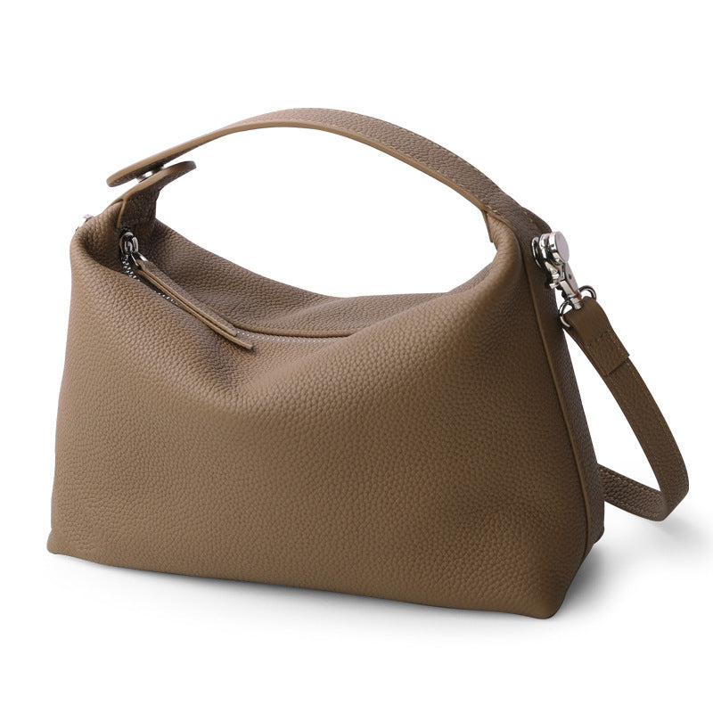 Boston Layer Cowhide One Shoulder Lunch Box Bag