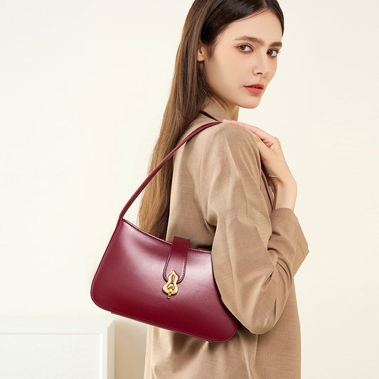 Structured Shoulder Bag — Two-Layer Cowhide Leather