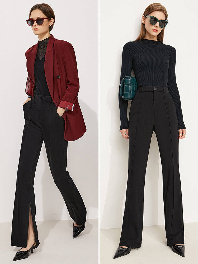 Ladies Fashion Slit High Waist Casual Pants