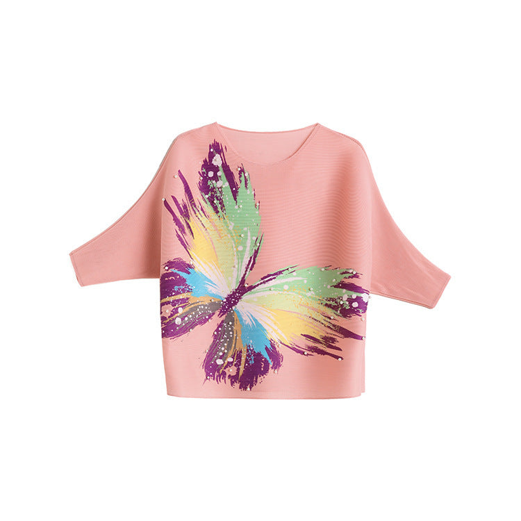 Women's  Butterfly Print Top Casual Loose T-Shirt