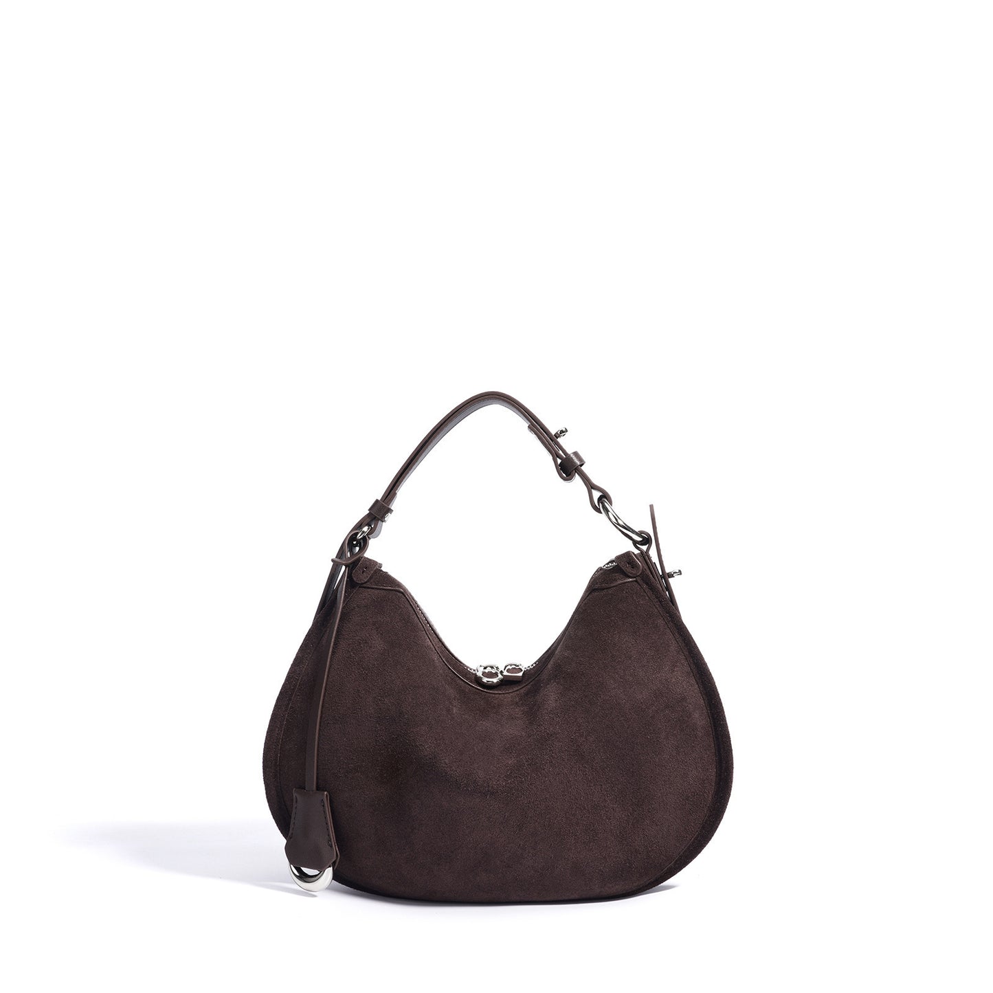 Soft Crescent Shoulder Bag in Two-Layer Cowhide