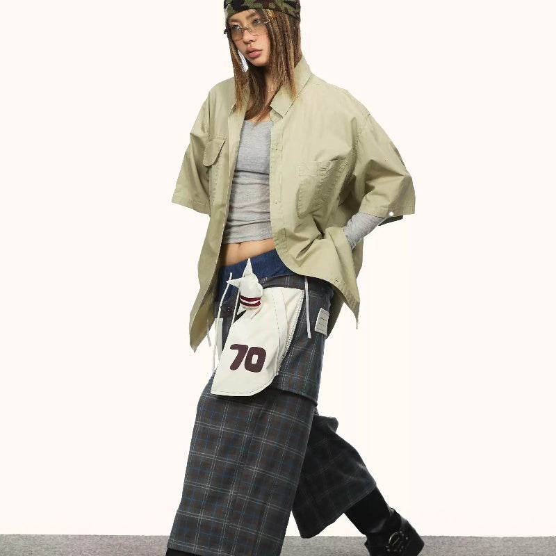 Women's Short-sleeved Shirt With Retro Workwear Pockets Summer High-grade Lapel Shirt Coat