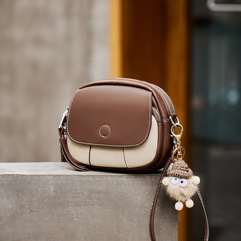 Compact Crossbody Bag — First-Layer Cowhide Leather