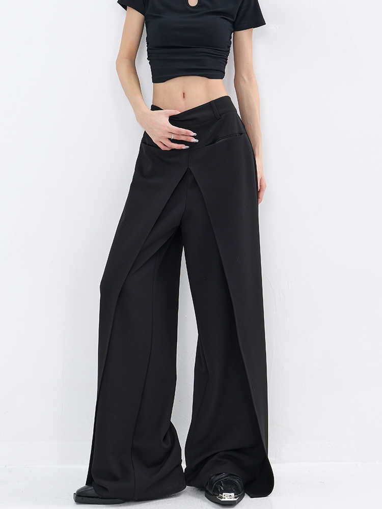 Black Straight Loose Casual Pants Women's Suit Pants